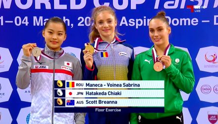 Sabrina Voinea scrie istorie! Gimnasta constănțeană, dublu medaliată cu aur la Doha