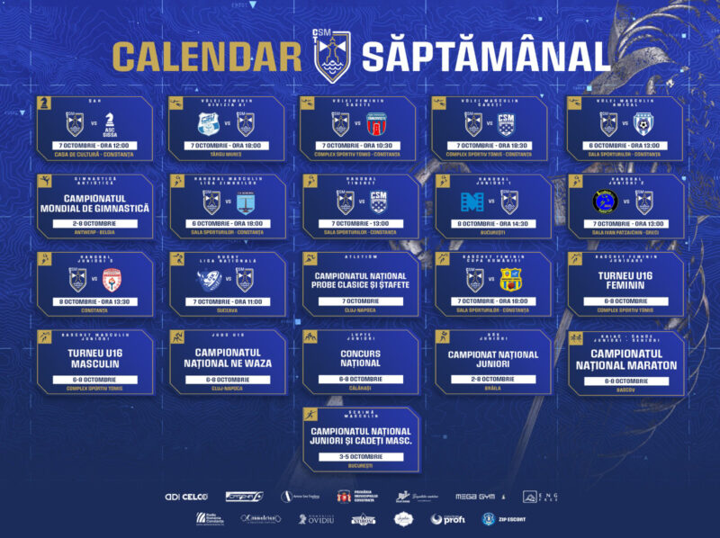 Calendar CSM Constanța / Octombrie 2023 / Săptămâna 1