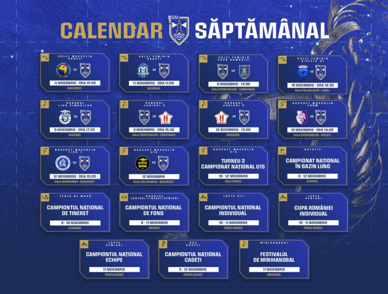 Calendar CSM Constanța / Noiembrie 2023 / Săptămâna 2