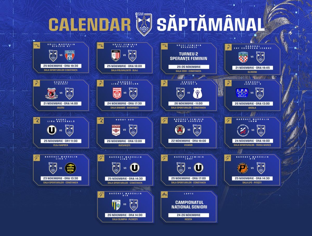 Calendar CSM Constanța / Noiembrie 2023 / Săptămâna 4