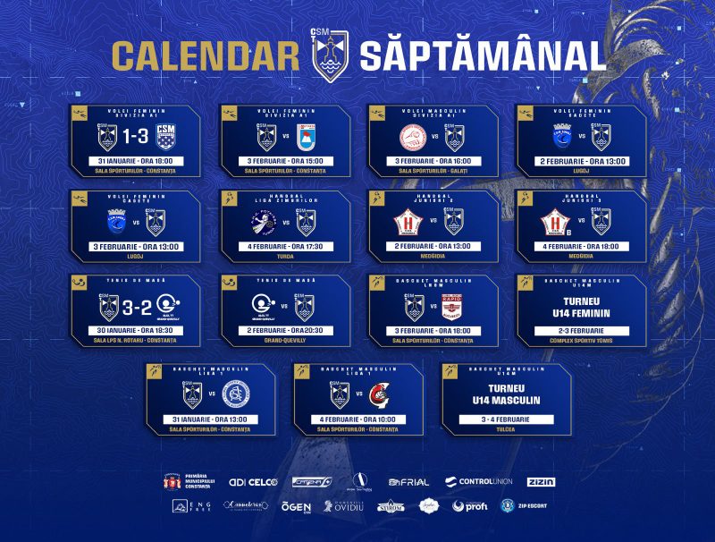 Calendar CSM Constanța / Februarie 2024 / Săptămâna 1