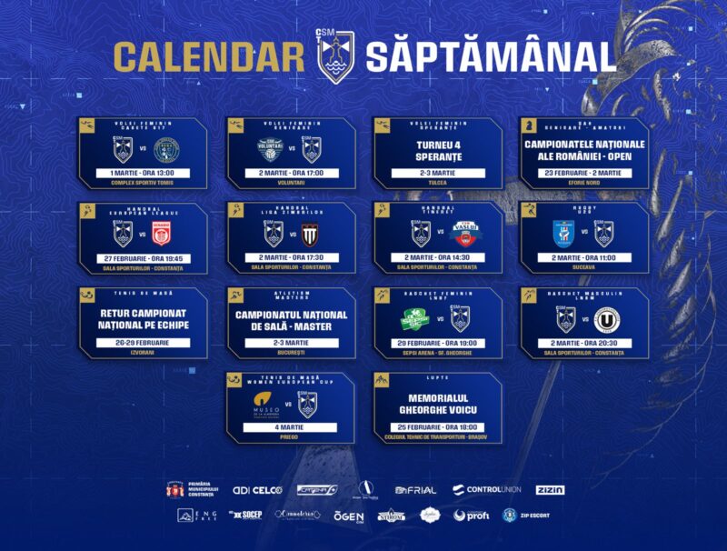 Calendar CSM Constanța / Martie 2024 / Săptămâna 1