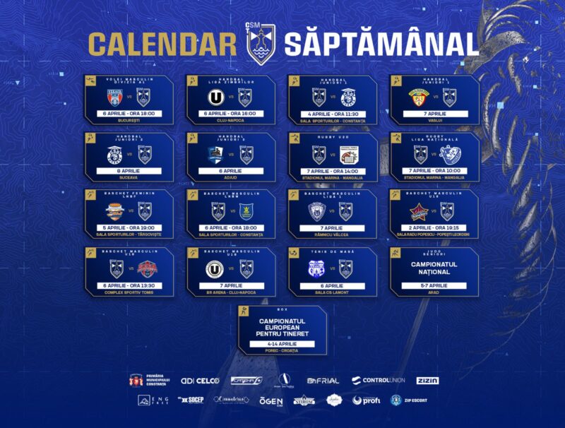 Calendar CSM Constanța / Aprilie 2024 / Săptămâna 1