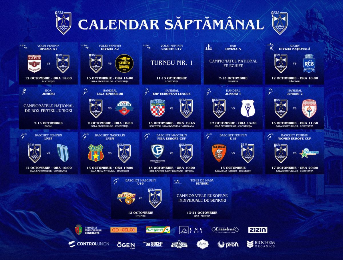 Calendar CSM Constanța / Octombrie 2024 / Săptămâna 2