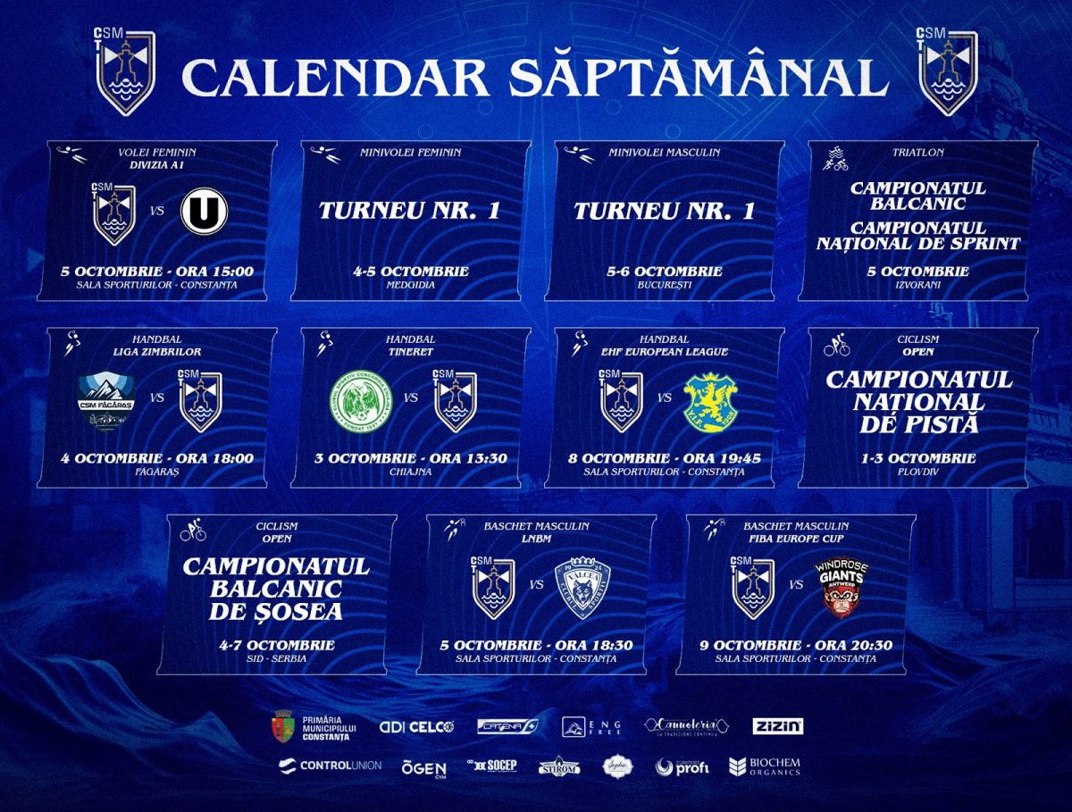 Calendar CSM Constanța / Octombrie 2024 / Săptămâna 1