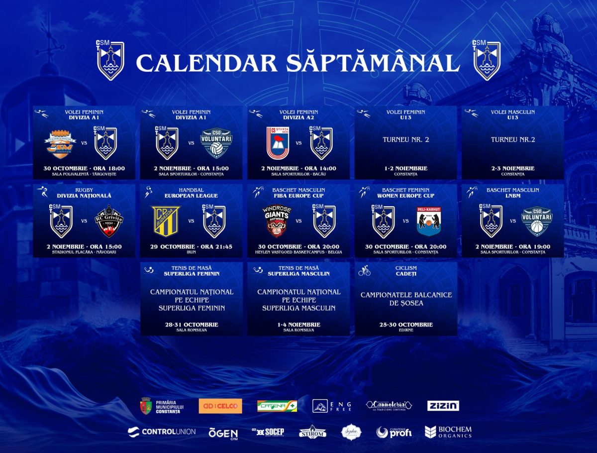 Calendar CSM Constanța / Noiembrie 2024 / Săptămâna 1