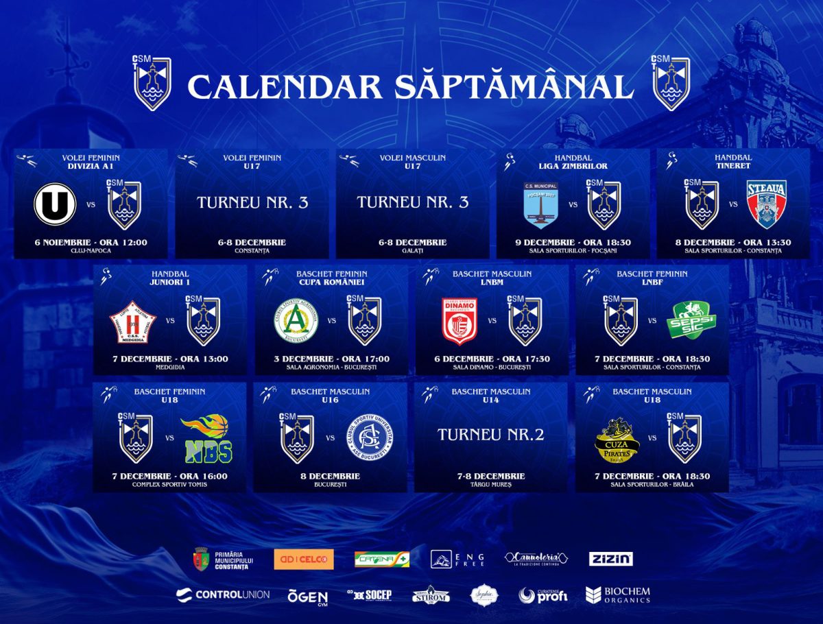 Calendar CSM Constanța / Decembrie 2024 / Săptămâna 1
