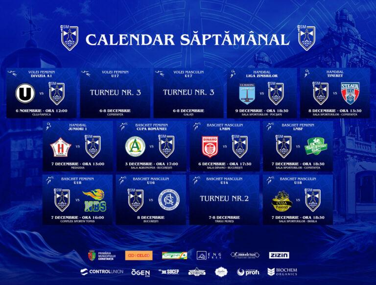 Calendar CSM Constanța / Decembrie 2024 / Săptămâna 1