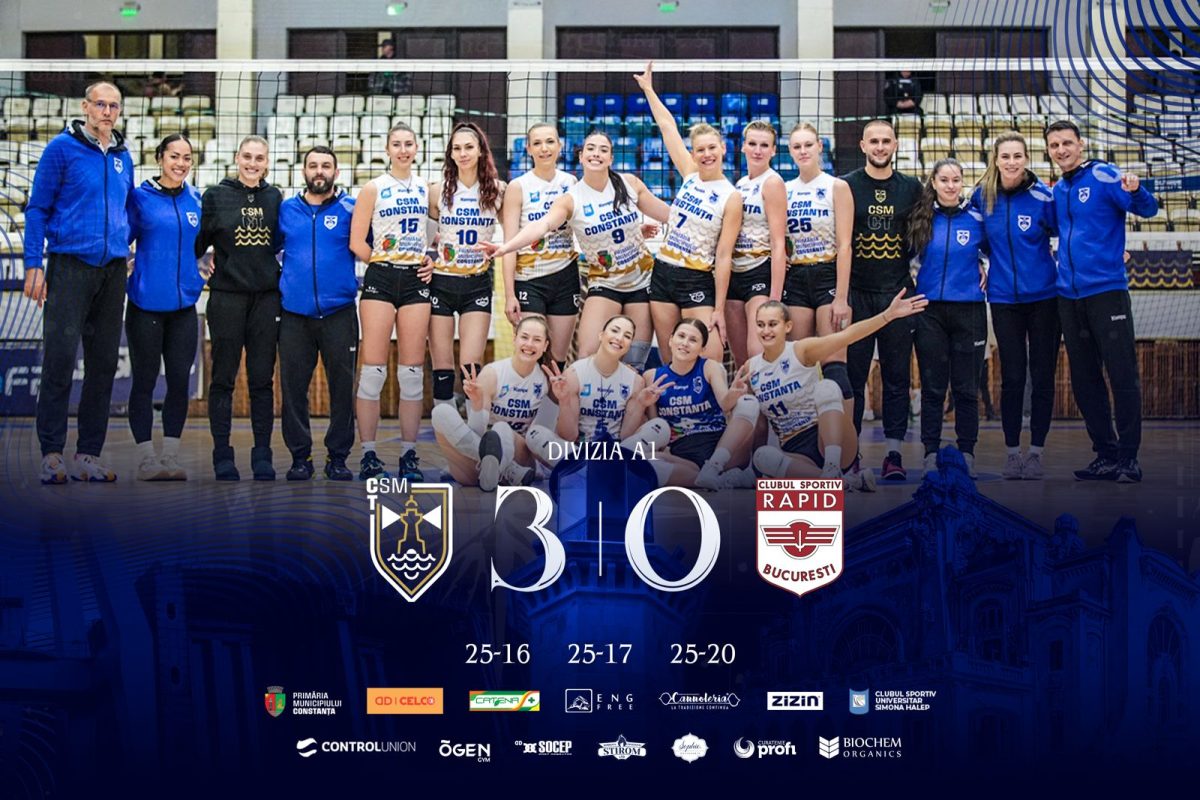 CSM Constanța – Rapid 3-0! Voleibalistele au obținut cea de-a șasea victorie din acest sezon