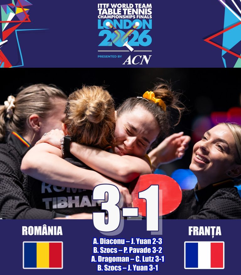 Bronz mondial pentru echipa de tenis de masă a României! Elena Zaharia va urca pe podiumul competiției de la Londra